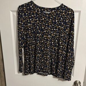 Chico's Black , brown and White Long Sleeve Relaxed Blouse